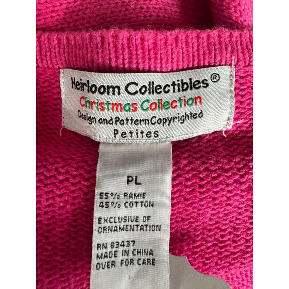 Heirloom Collectibles Petite Lg XMas Penguin Zip Cardigan Sweater Pink Cotton Bl - Picture 5 of 16